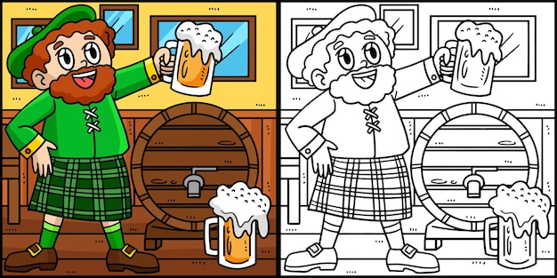 Saint Patricks Day Homme Buvant De La Bière Illustration