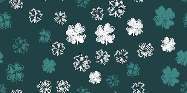 Saint Patricks Day, motif de trèfle, illustrations dessinées à la main.