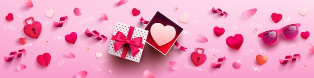 Saint Valentin avec un cadeau sucré, un cœur doux et de beaux articles