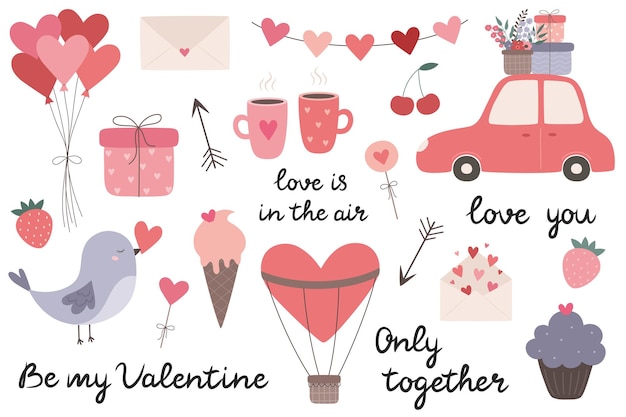Saint Valentin Définir Des éléments D'amour