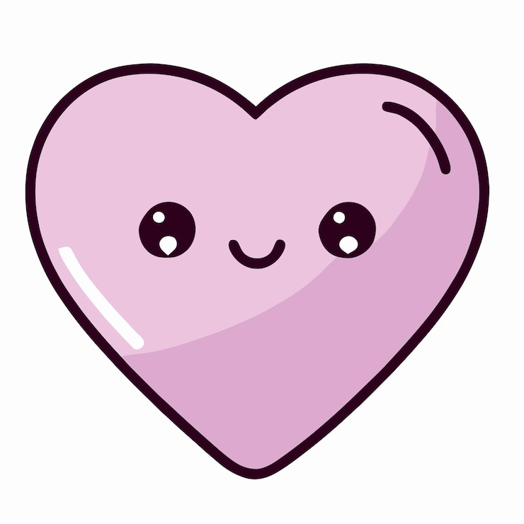 Vecteur saint valentin mignon coeur illustration coeur kawaii chibi dessin vectoriel style coeur dessin animé valenti