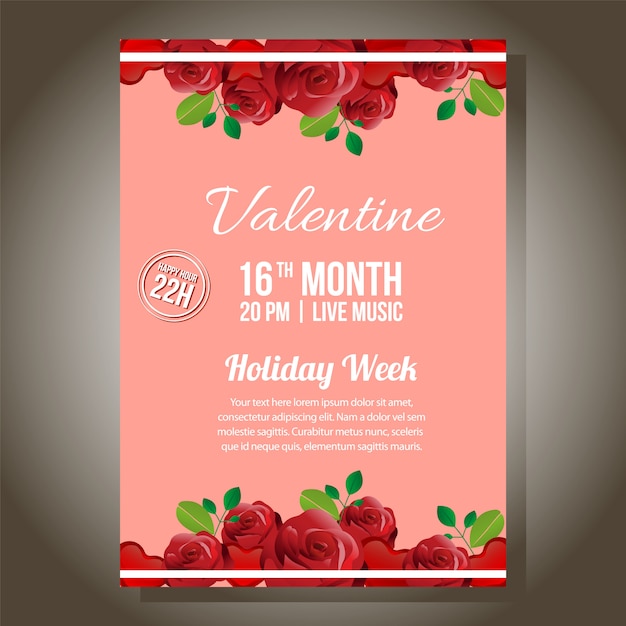 Saint Valentin rouge orné de roses