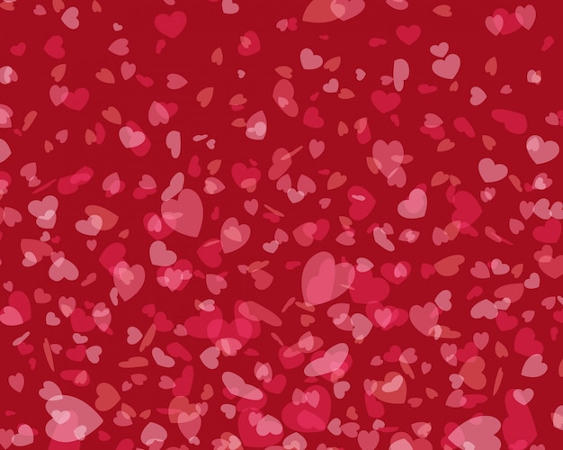 Saint Valentin rougeoyant et volant confettis coeurs avec place pour la conception de souhait Illustration
