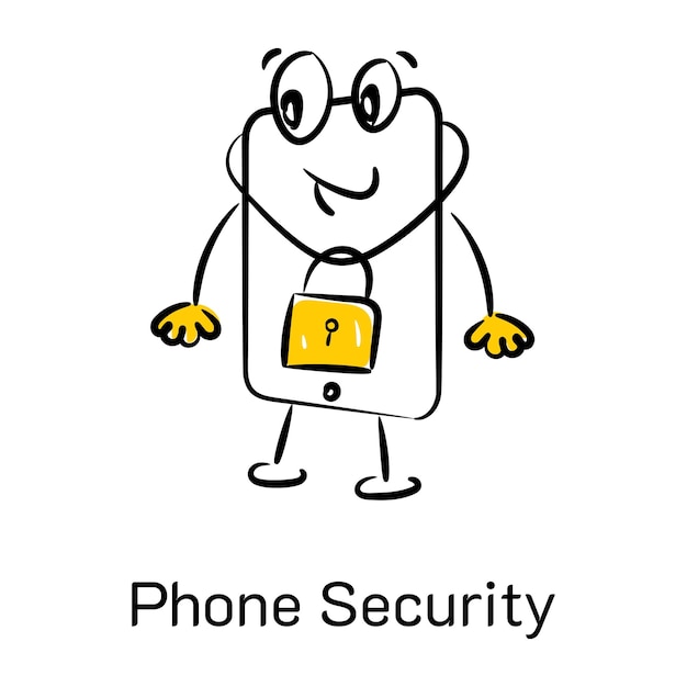Saisissez Cette Incroyable Icône Dessinée à La Main De La Sécurité Du Téléphone