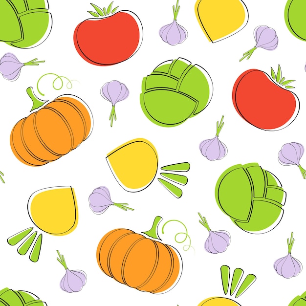 Vecteur saison légume modèle sans couture vecteur illustration plat couleurs naturelles conception de modèle alimentaire avec