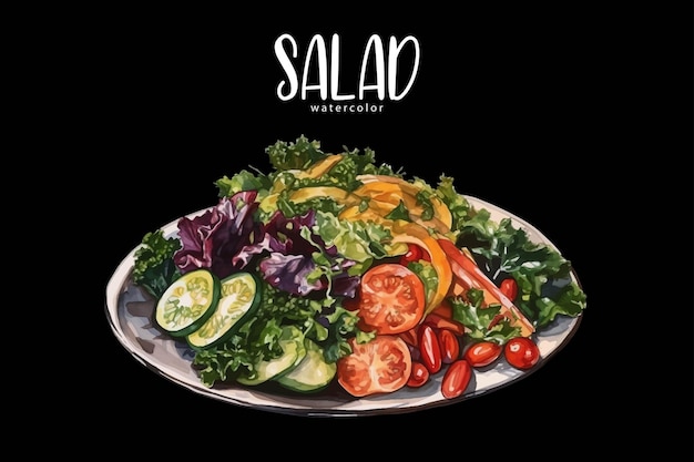 Une Salade Avec Des Concombres, Des Tomates, Des Concombres Et De La Laitue Sur Une Assiette.