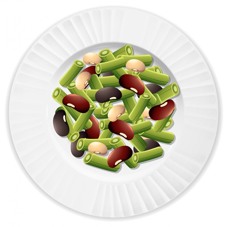 Vecteur salade de haricots verts et haricots beurre