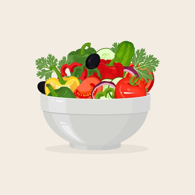 Salade luxuriante dans une illustration de bol