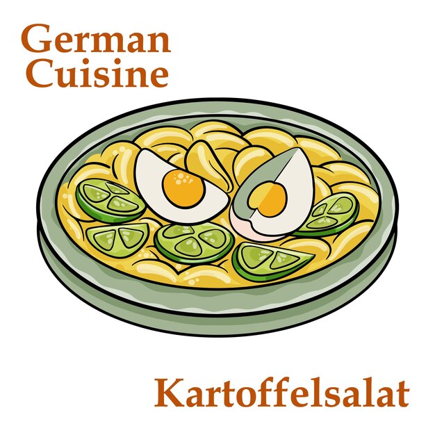 Salade de pommes de terre traditionnelle allemande Kartoffelsalat sur fond blanc