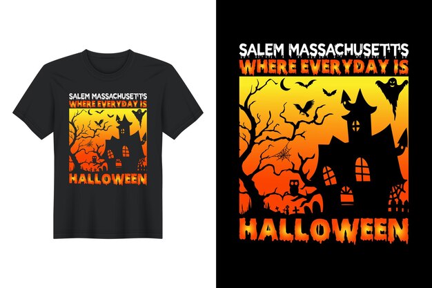 Salem Massachusetts Où chaque jour est Halloween, conception de t-shirt d'Halloween