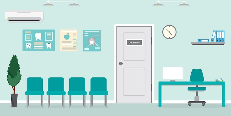 Vecteur salle d'attente vide pour les patients dans le cabinet dentaire