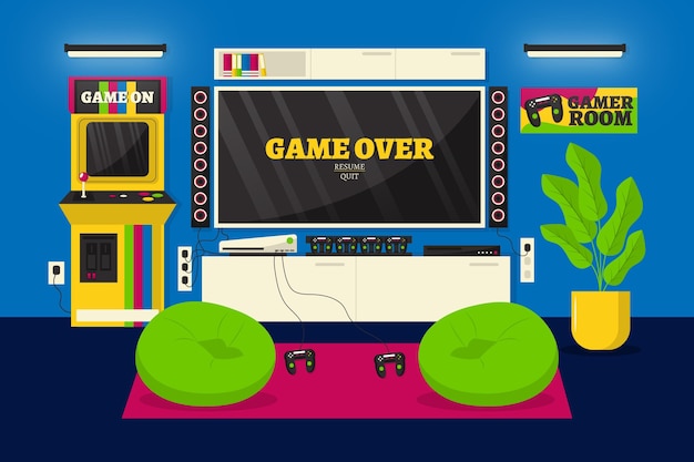 Salle de jeu design plat