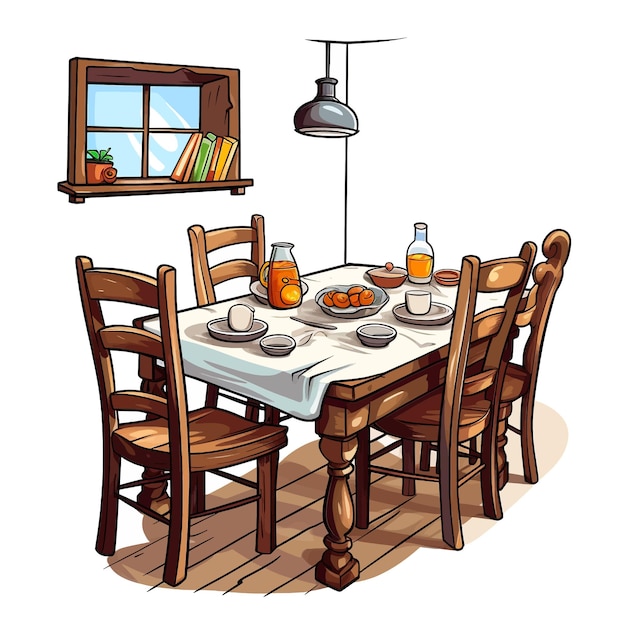 Vecteur salle à manger vecteur clipart fond blanc