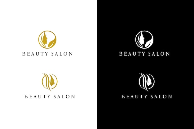 Salon De Coiffure Beauté Med Logo Design Vecteur