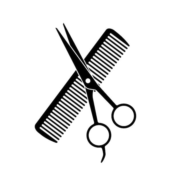 Vecteur salon de coiffure avec ciseaux et peigne