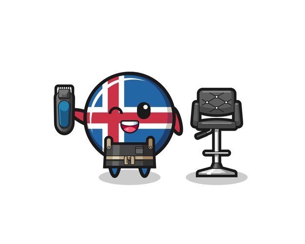 Le salon de coiffure du drapeau islandais tient un trimère
