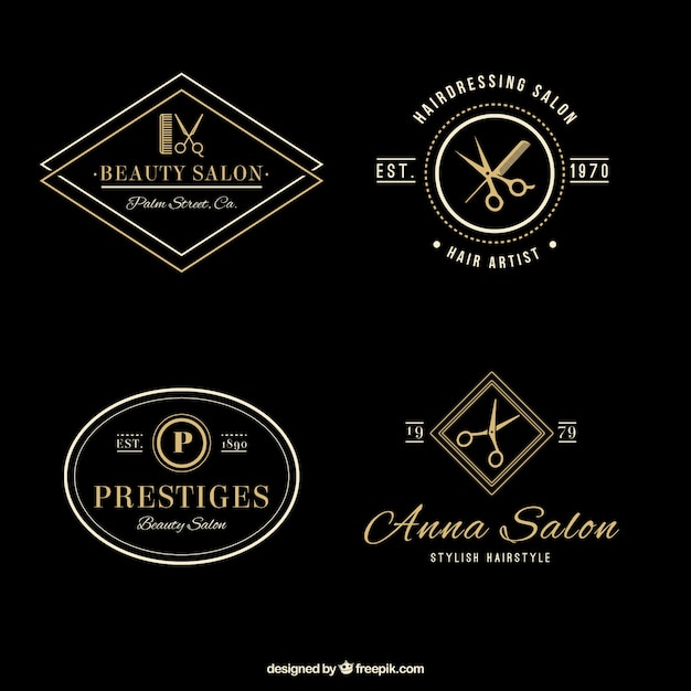 Vecteur salon de coiffure élégante logos