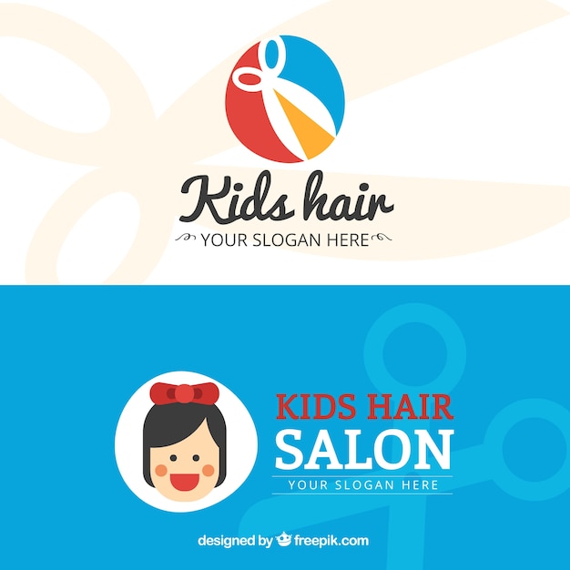 Vecteur salon de coiffure pour enfants flat carte de visite