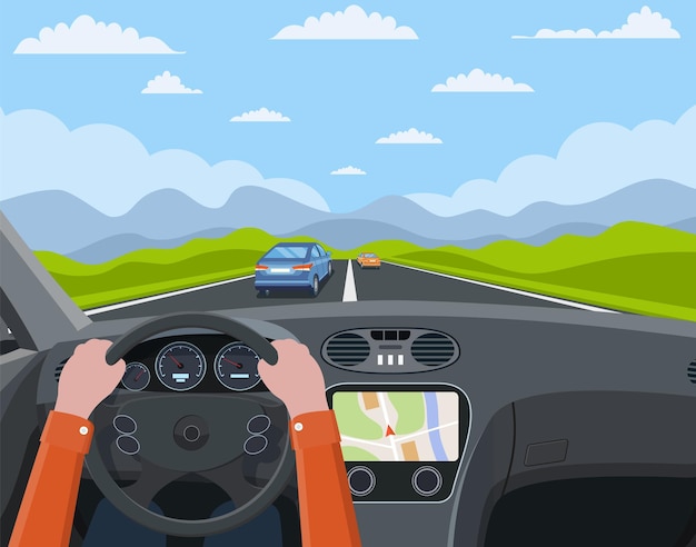 Salon du véhicule à l'intérieur du conducteur de voiture