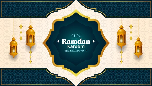 Salut Islamique Ramadan Kareem Modèle D'arrière-plan De Conception Avec De Belles Lanternes Et Du Croissant