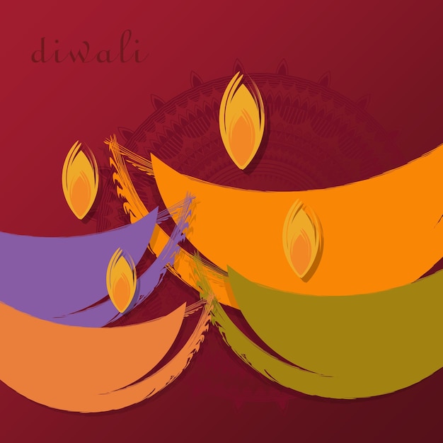 Salutation créative de Diwali avec Diya coloré