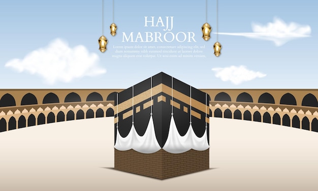 Vecteur salutation islamique hajj pour eid adha mubarak et pèlerinage