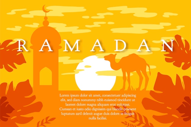 Salutation De Ramadan Avec Chameau, Carte De Voeux Islamique Pour Ramadan Kareem. Vecteur