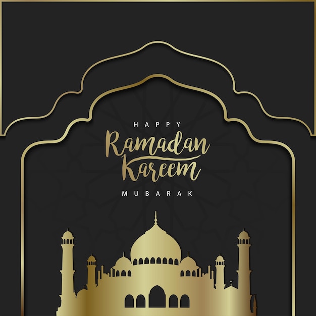 Salutation Ramadan Kareem Fond Modèle Mosquée D'or