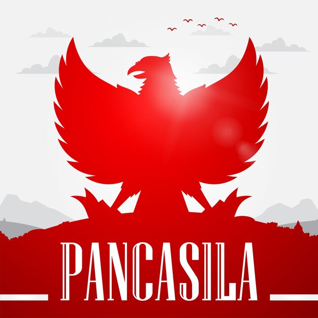 Salutations du jour de Pancasila avec le symbole de l'aigle vaillant