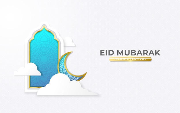 Salutations Eid Mubarak Bleu Et Or