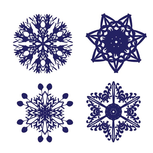 Salutations de la saison dessinées à la main flocons de neige d'hiver Sketchy Notebook Doodles-Vector Illustration Design Elements on Lined Sketchbook Paper Background croquis de vecteur de flocon de neige