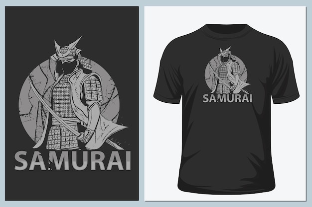 Le Samouraï Du Logo Vector Pour La Conception De T-shirts Ou De Vêtements D'extérieur. Ce Dessin à La Main Est Pour Le Tissu Noir