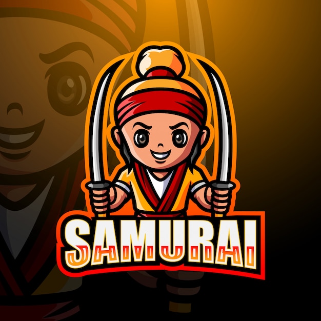 Vecteur samouraï mascotte esport illustration