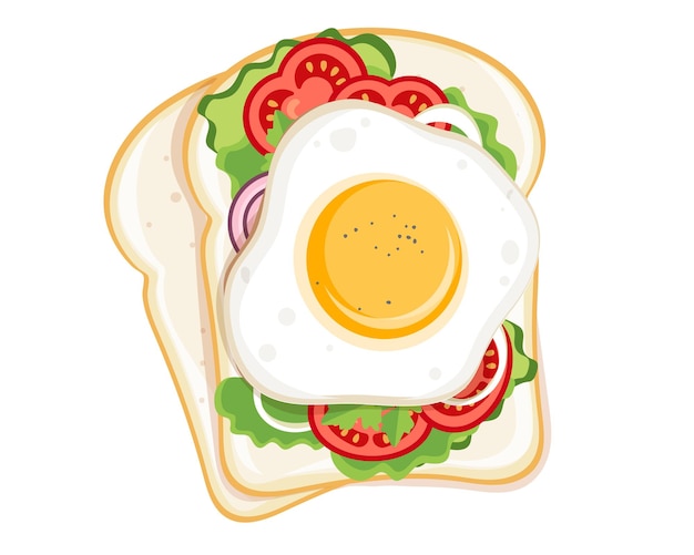 Sandwich Au Petit Déjeuner Sur Illustration Vectorielle Fond Blanc