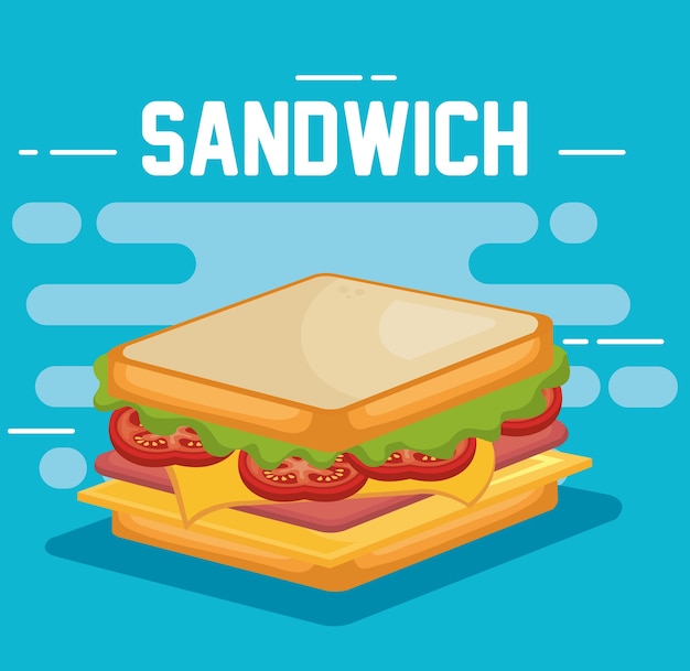 Vecteur sandwich délicieux fast-food icône vector illustration design