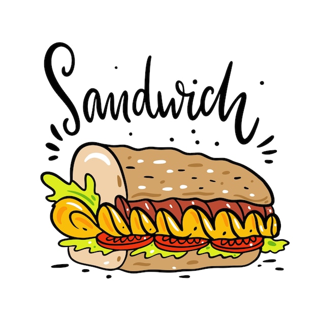 Sandwich Dessiné à La Main