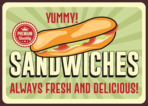 Sandwich Fast Food Restaurant Publicité Promo Affiche Vecteur