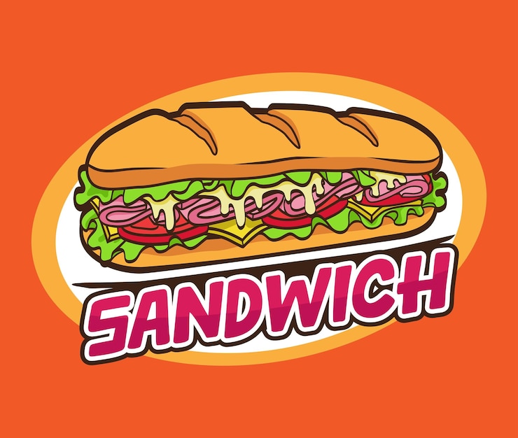 Le Sandwich Logo Design Baquette Pain Fraise Street Food