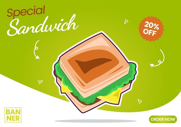 Sandwich de vecteur premium pour le modèle de bannière web