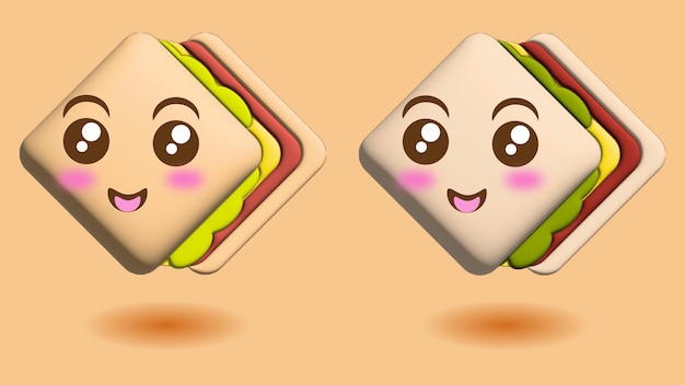 Vecteur les sandwichs kawaii