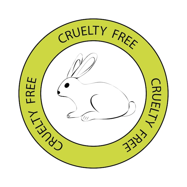 Sans Cruauté. Symbole De Lapin Avec Lettrage Cruelty Free Autour. Icône Avec Lettrage Non Testé Sur Les Animaux. Timbre Végétalien, Sans Cruauté, Biologique Et Naturel. Illustration Vectorielle