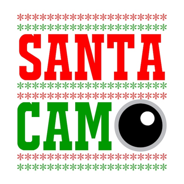 Santa Cam Texte Noël Citation Typographie Ondulée Rétro Sublimation Svg Sur Fond Blanc