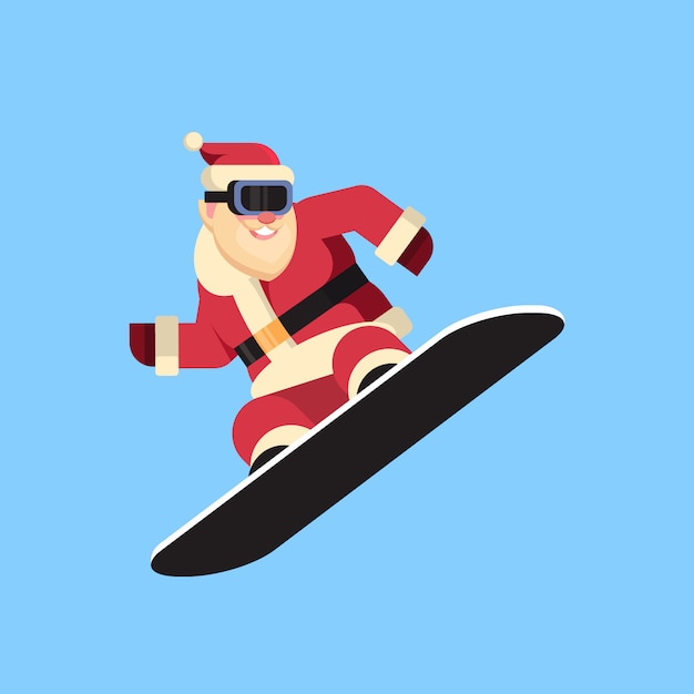 Santa Claus Faire Sauter Sur Snowboard Bonne Année Pour La Fête De Noël