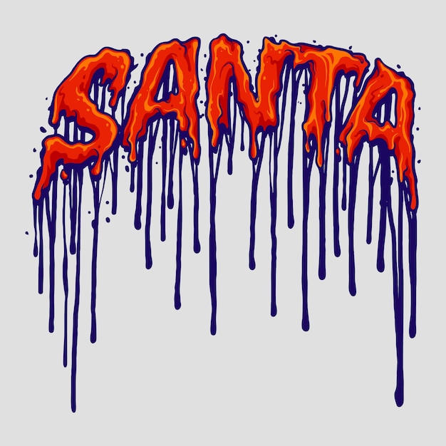 Vecteur santa typefae melting illustrations vectorielles pour votre travail logo, t-shirt de mascotte, autocollants et conceptions d'étiquettes, affiche, cartes de voeux, entreprise ou marques publicitaires.