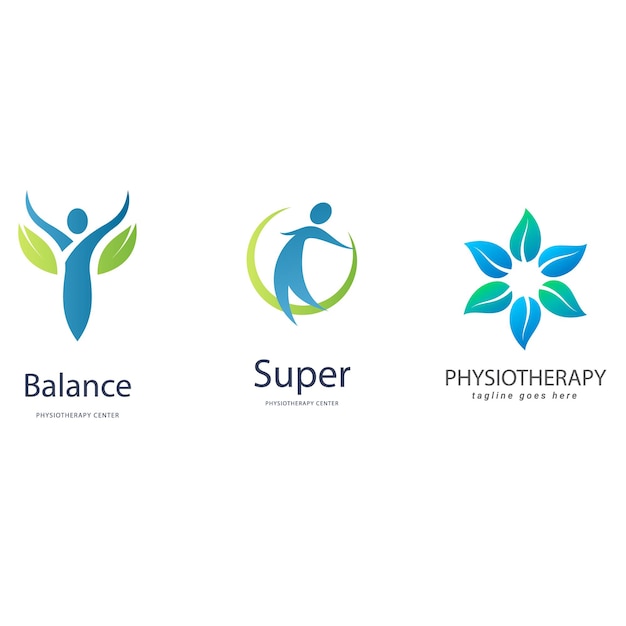 santé et physiothérapie logo set personnes collection d'icônes vectorielles