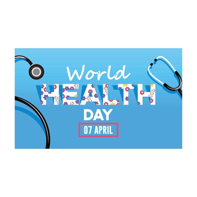 Santé pour toutes les personnes dans le monde Stéthoscope et cœur Concept de la Journée mondiale de la santé Illustration vectorielle plate