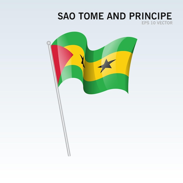 Sao Tomé-et-principe Agitant Le Drapeau Isolé Sur Gris