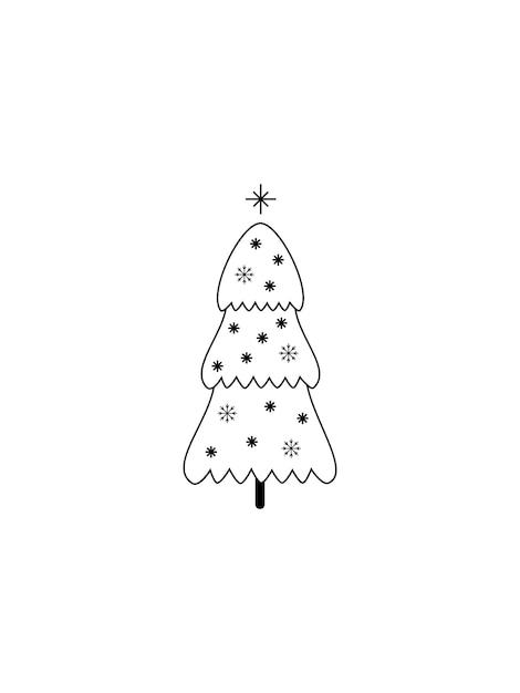 Sapin de Noël croquis silhouette minimalisme illustration vectorielle simple formes doodle noir et blanc