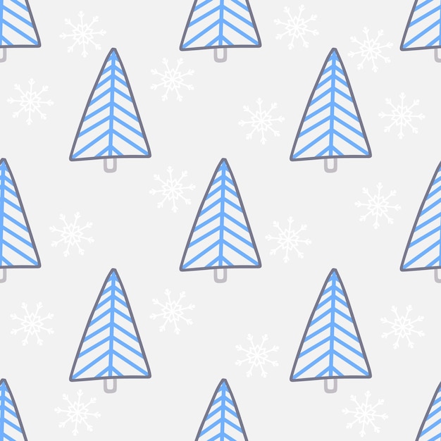 Sapin de Noël et flocon de neige modèle sans couture nouvel an illustration vectorielle