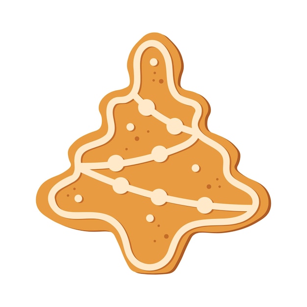 Sapin De Noël Isolé Sur Fond Blanc Biscuit De Pain D'épice De Noël Nourriture De Vacances D'hiver Bonne Année Joyeux Noël Vacances Illustration Vectorielle